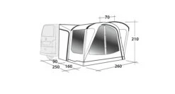 Outwell Newburg 160 Poled Drive Away Awning -Camping Sales Store 111101 newburg 160 drawing perspective2