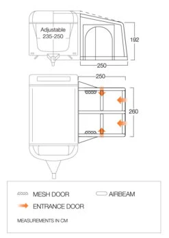 Vango Balletto Air 260 Elements Proshield Caravan Awning (2023) 13 Vango Balletto Air 260 Elements Proshield Caravan Awning (2023) -Camping Sales Store balletto 260 floorplan low v3