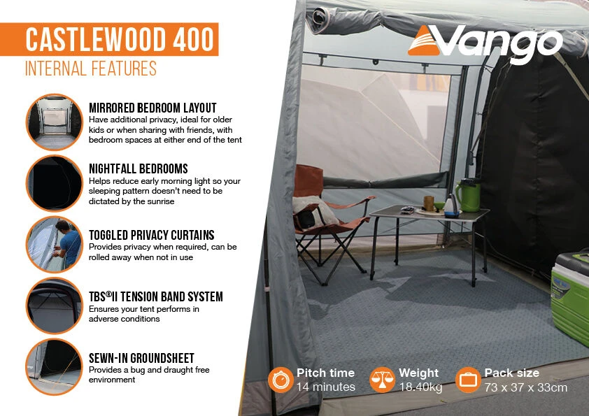 Vango Castlewood 400 Poled Tent Package (2023) 6 Vango Castlewood 400 Poled Tent Package (2023) - Image 4