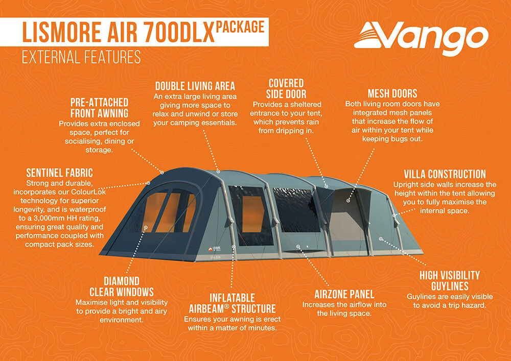Vango Airbeam Vango Lismore Air 700DLX Tent Package (2023) 6 Vango Airbeam Vango Lismore Air 700DLX Tent Package (2023) - Image 4