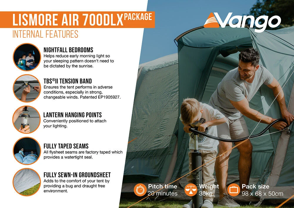Vango Airbeam Vango Lismore Air 700DLX Tent Package (2023) 7 Vango Airbeam Vango Lismore Air 700DLX Tent Package (2023) - Image 5