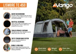 Vango Lismore TC 450 Poled Tent Package (2023) 16 Vango Lismore TC 450 Poled Tent Package (2023) -Camping Sales Store lismore tc 450 infographic2