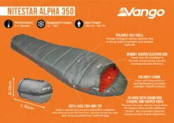 Vango Nitestar Alpha 350 Sleeping Bag (Fog) -Camping Sales Store nitestar 350 infographic