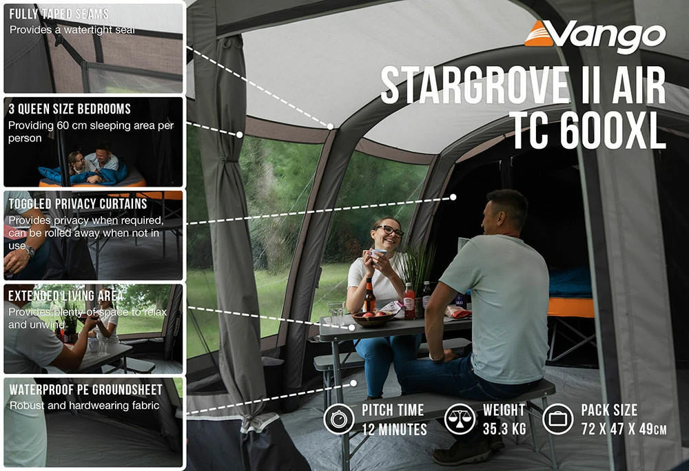 Vango Airbeam Vango Stargrove II TC 600XL Air Tent (2022) 8 Vango Airbeam Vango Stargrove II TC 600XL Air Tent (2022) - Image 6