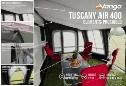 Vango Airbeam Vango Tuscany Air 400 Elements Proshield Caravan Awning (2023) -Camping Sales Store tuscany air 400 eps in