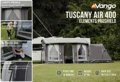 Vango Airbeam Vango Tuscany Air 400 Elements Proshield Caravan Awning (2023) -Camping Sales Store tuscany air 400 eps 1