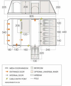 Vango Airbeam Vango Tahiti 850XL Air Tent (2023) 17 Vango Airbeam Vango Tahiti 850XL Air Tent (2023) -Camping Sales Store vango 2021 tents floorplan tahiti ii air 850xl hi